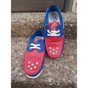 Men's Starboard (Steurerbord) Deck Style Stars & Stripes Boat Shoes - Size 10.5
